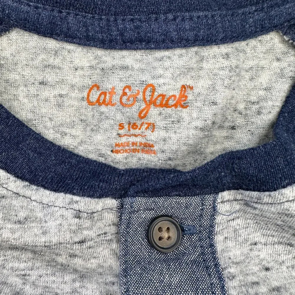 Cat & Jack Boys Cat &‎ Jack Raglan Henley Tee size S 6/7 - Picture 5 of 9